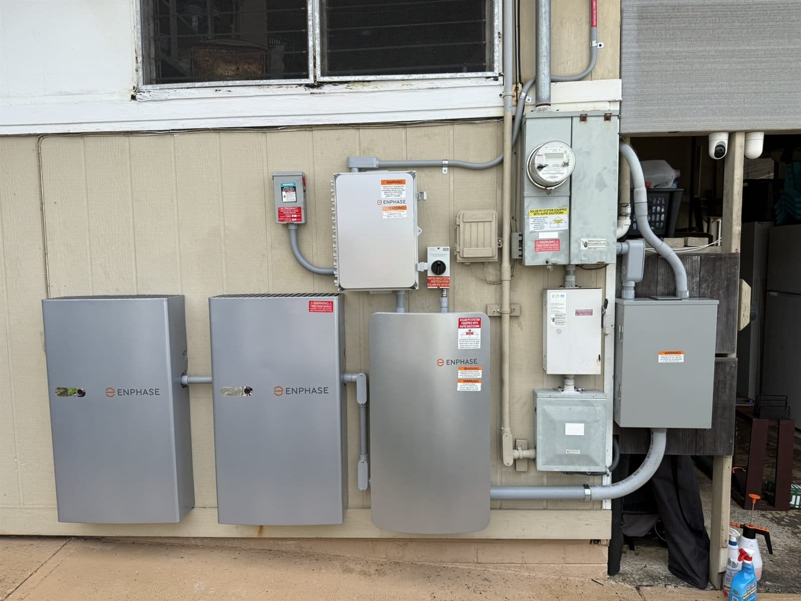 Enphase battery bank installed at an Oʻahu home