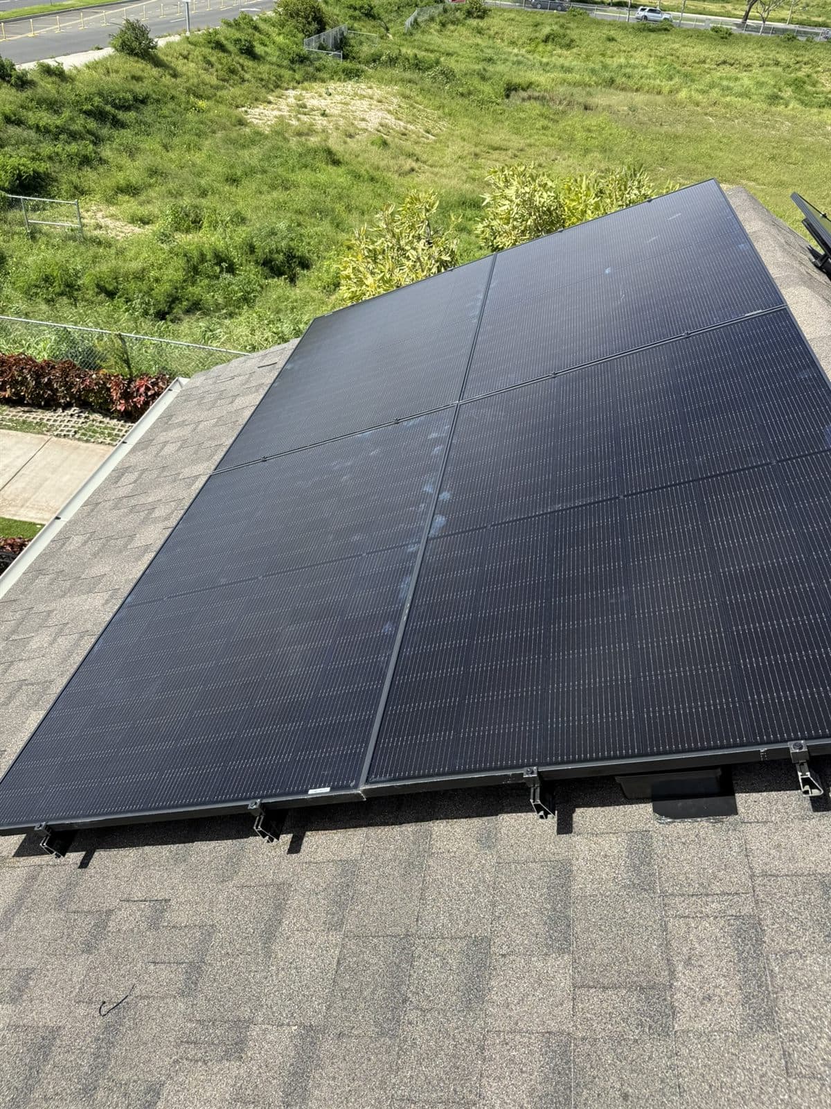 Close-up of a finished solar array